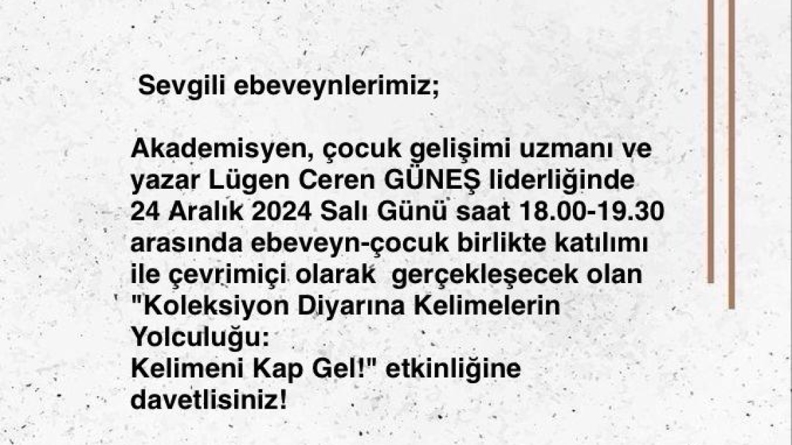 Dilimizin Zenginlikleri Projesi Aralık Ayı Etkinliği